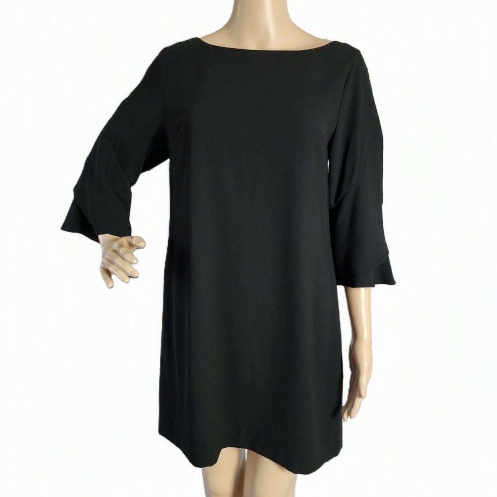Cynthia Steffe Black Tulip Sleeve Shift Dress – Size 6